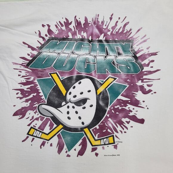 Vintage 1993 Anaheim Mighty Ducks Shirt Large 22x27 White - Picture 11 of 12